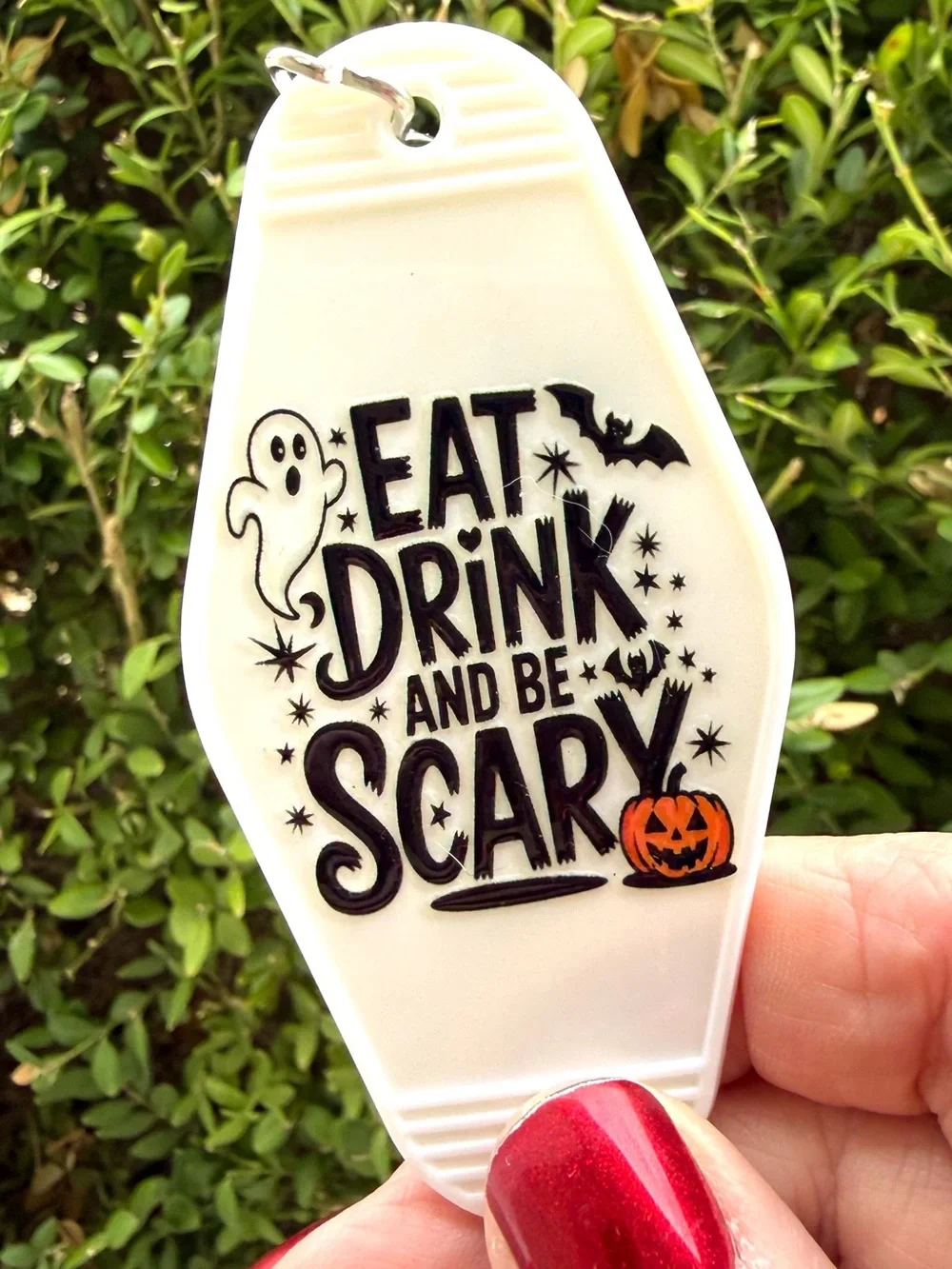 Vintage style motel key 3.5 inch keychain Halloween-themed gift idea